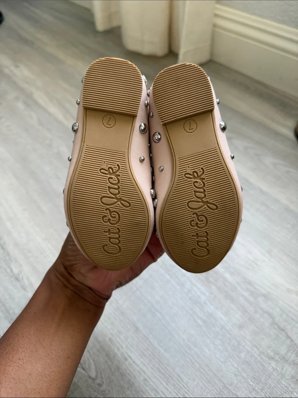 Toddler Girls Cat & Jack Blush Pink Stud Embellished Mary Jane Flats